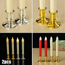 2pcs Traditional Shape Taper Standard Candle Holders Silver/Gold Candlestick Electronic Candles Wedding Dinner Home Decor