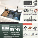 Stainless Steel Waterfall Kitchen Sink Cup Washer Knife Rack Embossed Extra Large Single Slot Apartment Left Side Drainage