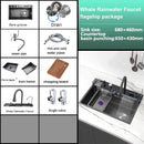 Stainless Steel Waterfall Kitchen Sink Cup Washer Knife Rack Embossed Extra Large Single Slot Apartment Left Side Drainage